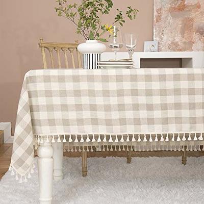 Oubonun Tablecloth for Dining Table Rustic Table Cover, Farmhouse Kitchen  Table Cloth, Cotton Linen Fabric Small Rectangle Table Cloths for 6 to 8