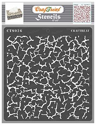 CrafTreat Crackle Stencil for Crafts Reusable Vintage - Crackle - Size: 6X6  Inches - Crackle Texture Stencil for Furniture Painting - Texture Pattern