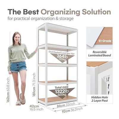 HOMEDANT House 5-Tier Laminated Metal Shelving Unit Adjustable