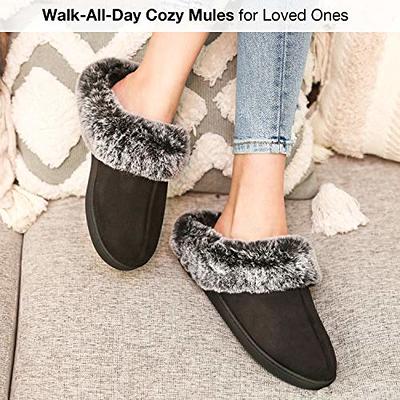 Comfort Fuzzy Plush Lining Slip On House Shoes,Winter Slippers Indoor Fur  Warm Shoes, Couple Wool Slipper Home Floor Shoe Brown US 8.5-9.5