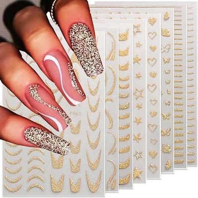 8Sheets Gold Star Nail Sticker Decals- Metallic Nail Supplies 3D  Self-Adhesive Sun Stars Moon Starlight Planets Snake Nail Design Nail Art  Stickers