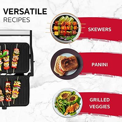 VEVOR Electric Contact Grills, 1500W Indoor Countertop Panini Press Griddle, Sandwich Maker with Non Stick,2 Reversible Iron