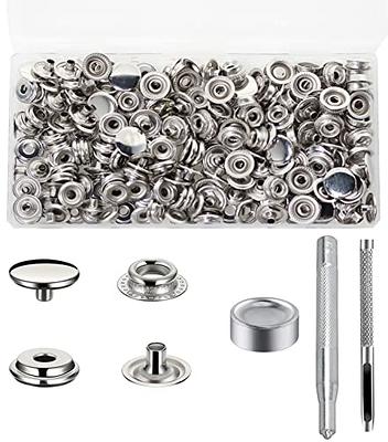 200Pieces (50Sets) 15MM Snap Fastener Kit Tool Snap Button kit Snaps for  Leather Snap Fasteners Kit for Leather Marine Grade Stainless Steel Snaps