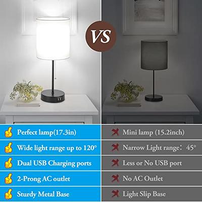Small Table Lamp for Bedroom - Bedside Lamps for Nightstand, Minimalist  Night Stand Light Lamp with Square Fabric Shade, Desk Reading Lamp for Kids