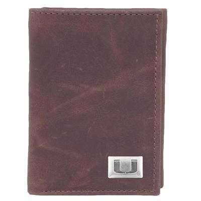 Brown Louisville Cardinals Bifold Leather Wallet