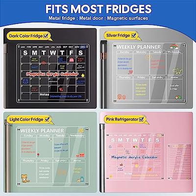 BSSOYAMM Magnetic Acrylic Calendar for Fridge, 16x12 2 Set Acrylic  Calendar Planner Board for Refrigerator, Clear Dry Erase Calendar Board  Includes