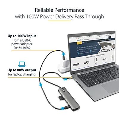  StarTech.com USB C Multiport Adapter - USB-C to HDMI or Mini  DisplayPort 4K 60Hz, 100W Power Delivery Pass-Through, 4-Port 10Gbps USB  Hub - USB Type-C Mini Dock - w/ 12 Attached