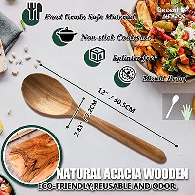 Kitchen Utensils Set with Holder and Spoon Rest - Includes Wooden Spoons  for Cooking Safely: Sauce Spoon, Spatula, Soup Ladle, Salad Spoon and Fork  