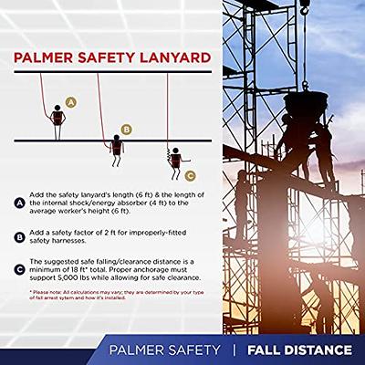 Palmer Safety Fall Protection L121233 Double Leg 6' Safety Lanyard  (Internal Shock Absorber) w/ Snap Hooks I OSHA ANSI Fall Arrest Restraint  Lanyard Scaffolding Arborist Roofing Equipment - Yahoo Shopping