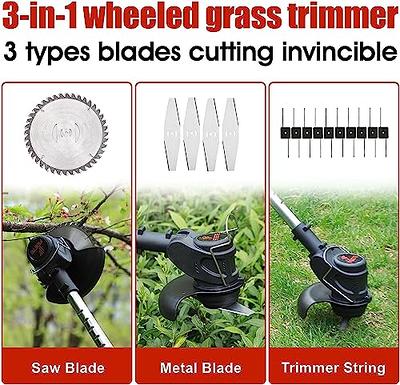 Cordless Weed Eater Grass Trimmer Foldable Weed Eater with Wheels