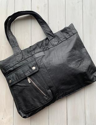 Pienza Black Leather Large tote Bag