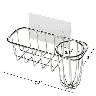 HULISEN 3-in-1 Sponge Holder for Kitchen Sink with Dish Brush Holder,  Stainless Steel Caddy for Soap, Scrubber, No Drill and Rustproof, Silver
