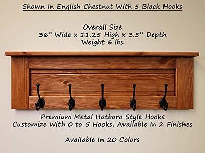 Chapel Hill Coat Hook Rack, & Shelf with Carving, Handmade in the USA