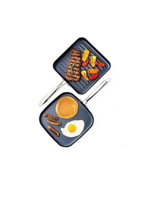 Granitestone 2 Pack Nonstick 10.5” Grill Pan/Flat Griddle Pan for