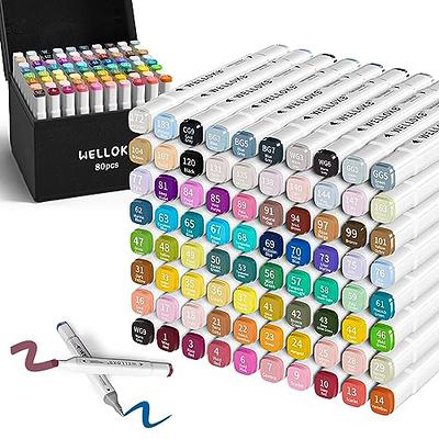 Salarlo 80+2 Colors Alcohol Markers for Artist Art Drawing,Dual Tip Marker  Set Permanent Alcohol Ink Based Markers with Case for Adult Students Kids