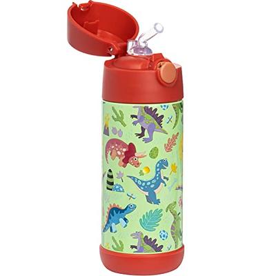 Snug Kids Water Bottle - insulated stainless steel thermos with straw  (Girls/Boys) - Dinosaurs, 12oz