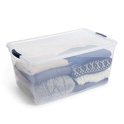 Karramlili Storage Bins with Lids Collapsible Lidded Storage Bins with Wheels Stackable Cube Bins with Clear Doors 20gal Plastic Storage Box