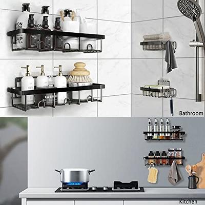 Dracelo Black Stainless Steel Bathroom Adhesive Shower Caddy Shelf