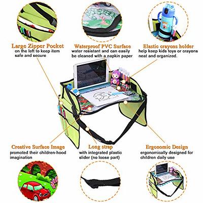 Kids Travel Tray Kids Activity Tray For Car Seat, Waterproof Kids Lap Desk  For Car Snacks And Activities Drawing Board With Storage Pocket Organizer