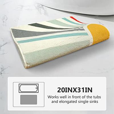 Uphome Bathroom Runner Rug Modern Abstract Long Bath Mat Non-Slip Cute  Green Plant Bath Rug Soft Velvet Machine Washable Floor Mats for Bathroom  Tub