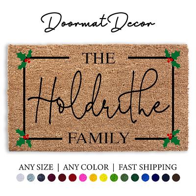 Personalised Christmas Wreath Doormat, Christmas Door Mats, Custom