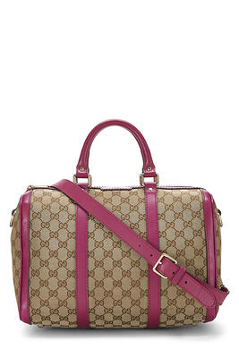 What Goes Around Comes Around Gucci Brown Canvas Boston Duffle