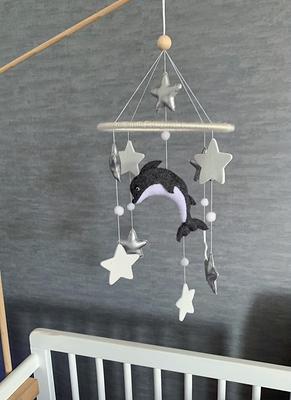 Whale Baby Mobile Nursery, Ocean Nautical Hanging Mobile, Stars Moon Mobile,  Baby Boy Mobile, Under the Sea Mobile Bebe, Baby Shower Gift 