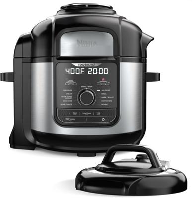  Ninja OL501 Foodi 6.5 Qt. 14-in-1 Pressure Cooker Steam Fryer  with SmartLid, that Air Fries, Proofs & More, with 2-Layer Capacity, 4.6  Qt. Crisp Plate & 25 Recipes, Silver/Black