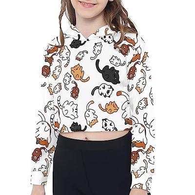 Hinthetall Cute Cat Girls Crop Top Hoodie Size 11 12 Girl s Cute