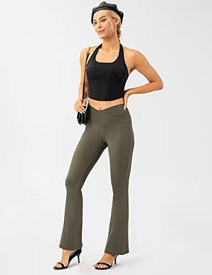  ODODOS Womens Cross Waist Bootcut Yoga Pants