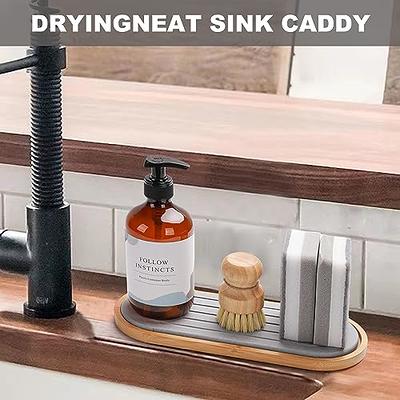 Kitchen Bamboo Dish Brush with Soap Holder Wooden Dish Scrubber with Soap  Dispenser Sink Sponge Holder