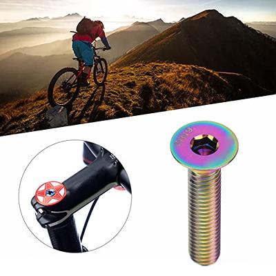 Bike Stem Bolt Screw, M6x30mm Titanium Alloy Flat Head Headset Cap