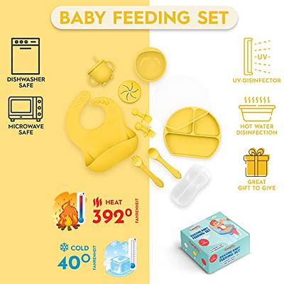 CSFICTS Silicone Baby Feeding Set - Baby Led Weaning Supplies - Silicone  Suction Plate Bowl Spoon Fork Straw Cup Bibs, Baby Self Feeding Eating