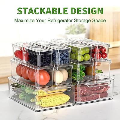 Fridge Organizer Stackable Fruit Storage Container Fridge Organizer with  Drain