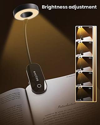 Book Light for Reading in Bed,Rechargeable LED with Stepless Brightness & 3  Color Temperature, Easy Clip On Lamp at Night Bed Bookworms,Students，Black