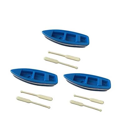 UQUABESO Miniature Mini Blue Wood Boat with Paddles Canoe Oars