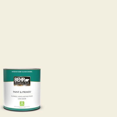 BEHR PREMIUM PLUS 1 qt. Designer Collection #DC-012 White Stone Semi-Gloss  Enamel Low Odor Interior Paint & Primer - Yahoo Shopping