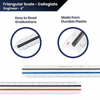 Triangular, Architectural, Aluminum Scale Ruler for Blueprint, Drafting,  Color-Coded, 12 Inches A. White