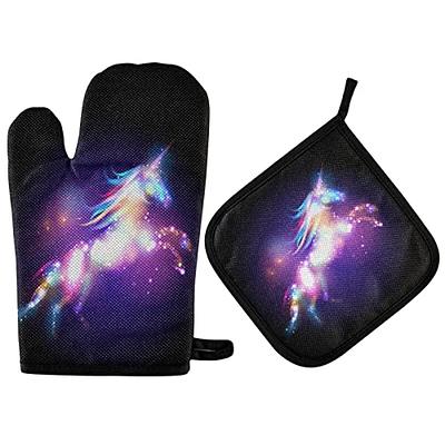 4pcs Oven Mitts and Pot Holders Set Heat Resistant BBQ Oven Gloves Hot Pads