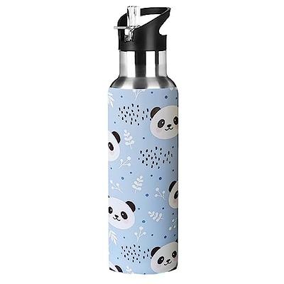 Sungret Panda Water Bottle Kids Thermos Bottle with Straw Lid