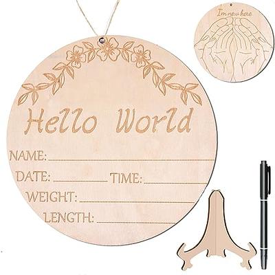 PEUTIER Baby Announcement Sign, 5.9 inch Double Side Wooden Birth