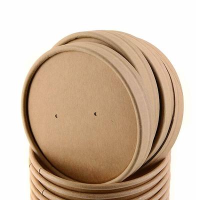8oz Disposable Kraft Paper Soup Containers with Vented Lids Food Storage  25pc