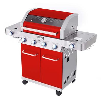 Deluxe 4-Burner Propane Gas Grill in Stainless Steel with Searing Side