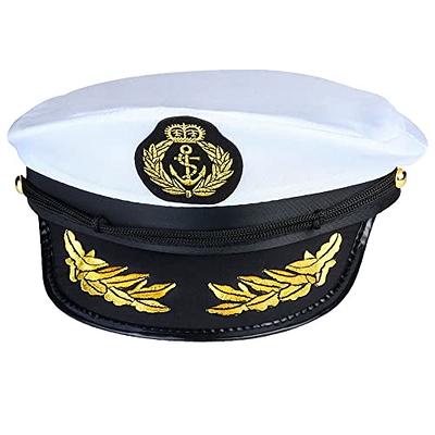 SOIMISS Captain Hat Sailor Hat Yacht Hat Boat Hat Navy Hat Adjustable  Nautical Party Hat Caps Cosplay Costume for Yacht Party