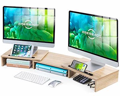 VIVO 39 inch Extra Long Monitor Stand, Wood & Steel Desktop Riser, Dual  Screen, TV, Keyboard, Laptop, Ergonomic Desk and Tabletop Organizer, Black