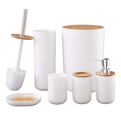 Bathroom Accessories Set, Deluxe White & Beige Ceramic Bath Accessory Set