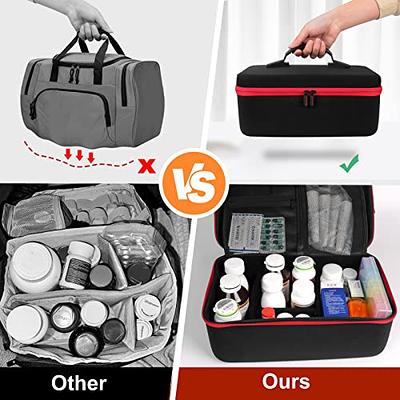 CURMIO Pill Bottle Organizer Bag with Lock, Medicine Organizer and Storage  Case for Prescription Bottles, Empty First Aid Bag for Home and Travel, Red