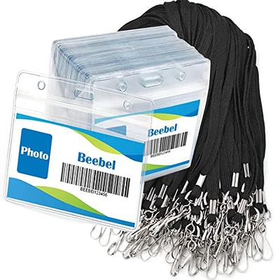 Beebel Lanyard with Waterproof ID Card Holder 50Pcs Clear Plastic
