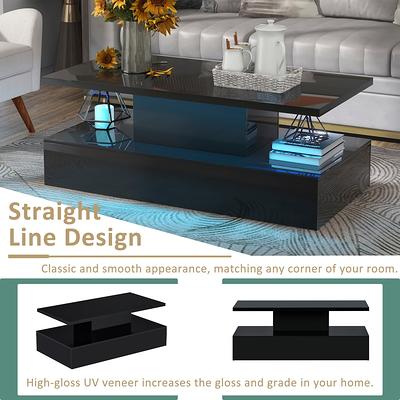 Lamerge Coffee Table Set of 3, Rectangular Coffee Table & 2 Accent