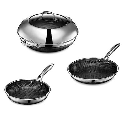 Hybrid Nonstick 14-Inch Frying Pan with Steel Lid, Dishwasher and Oven